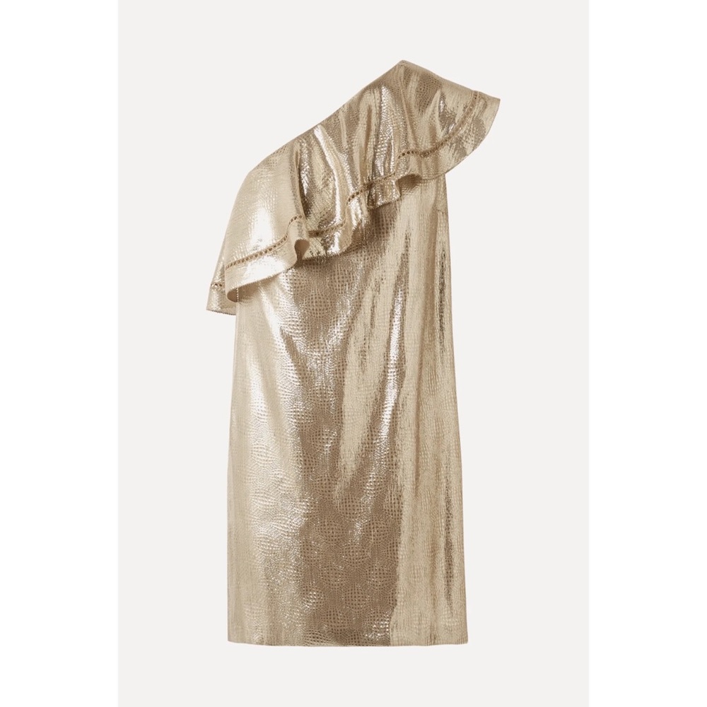 Rachel Zoe Ruffled One-Shoulder Jacquard Dress NWT - Picture 4 of 16